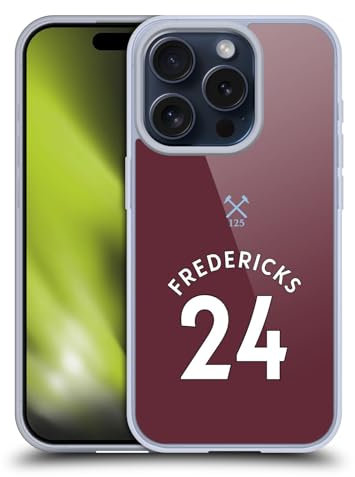 Head Case Designs Offizielle West Ham United FC Ryan Fredericks 2020/21 Spieler Home Kit Gelhülle [Militärischer Schutzgrad] Kompatibel Mit Apple iPhone 15 Pro Und Kompatibel Mit MagSafe