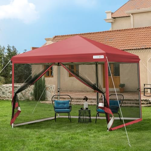 VIVOHOME Gazebo Pop-up Impermeabile 2,4x2,4m da Giardino Tenda Pieghevole con Struttura in Metallo Porte con Cerniera e Sacca di Trasporto per Campeggio Picnic e Feste all'Aperto