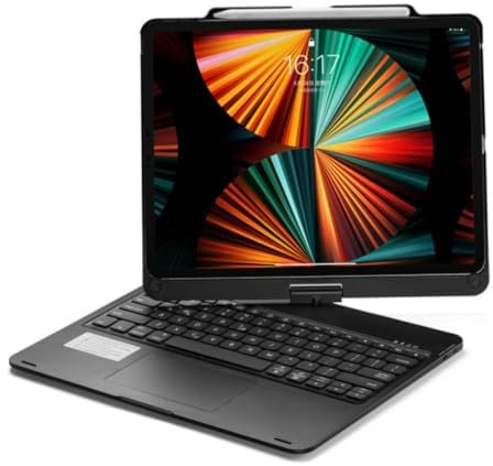 Rotación de 360 grados BT teclado con teclado retroiluminado con almohadilla táctil para iPad Pro 2021 y 2020 y 2018 de 12.9 pulgadas, con soporte para lápices, compatible con Apple Pencil Charging