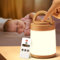 Luce Notturna Bambini, 10 Colori Dimmerabile Lampada Notturna per Bambini, Ricaricabile Lampade da Comodino,Telecomando+Timer Lampada Touch Lampada a Batteria Portatile[Colore Della Grana del Legno]