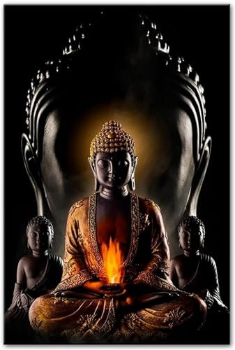 AWKFHF Buddha Bilder,Buddhismus Leinwandbild Poster Kunstdruck Wohnzimmer Deko Schlafzimmer Bilder Wanddekoration (80X120CM,ohne Rahmen)