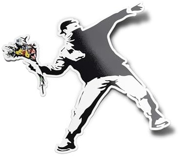 Sticker-Set Banksy Graffiti Street Art Blumenstrauß Krieg Intifada Liebe Freiheit (9 x 9 cm) Vinyl wasserfest & uv