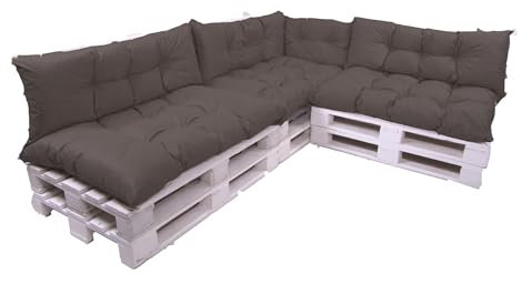 Setgarden Palettenkissen 7-teiliges Set, ein Set Kissen für Gartenmöbel, Bodenkissen, Palettenkissen 120x80, 3x Sitz +3x Rückenlehne 120x40cm +1x 60x40cm (Anthrazit)