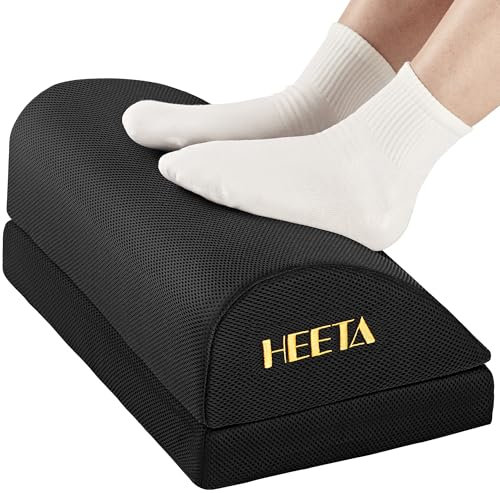 HEETA Foot Rest Under Desk, Ergonomic Footrest Adjustable 2 Optional Height Desk Foot Rest Memory Foam Non-Slip Foot Stool for Home, Office & Gaming
