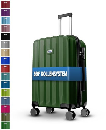 MY TRAVEL BAG Hartschalen-Koffer Trolley ABS Reisekoffer 4 Zwillingsrollen (Handgepäck-Mittel-Groß-Set) + 5cm Dehnungsfuge (Smaragdgrün, Großer Koffer (75cm))