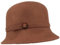 Breiter Damen Filzhut Glocke 100% Wolle Wollfilzhut Glocke mit Plastikschließe Ripsband-Garnitur Camel M