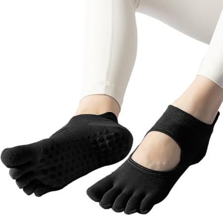Ruayia Yoga Socken Anti-Rutsch, Stoppersocken Damen Pilates Socken Gymnastik Kickboxing Fitness Socken Yoga Zehensocken Rutschfeste Zehenlos Pilates Socken Rutschfest füsslinge