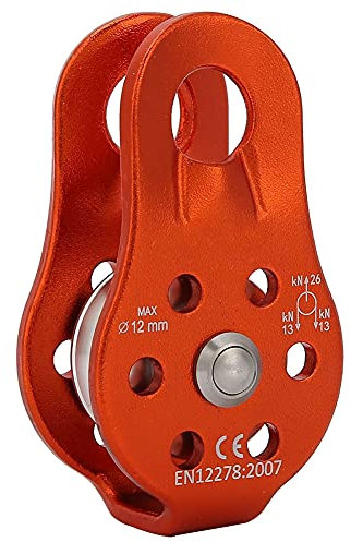 Hominas Mikro Seilrolle Umlenkrolle, 26KN Kletterrolle Aluminiumlegierung Single Rettung Klettern Riemenscheibe für 12mm Seilklettern Rettung (Orange)