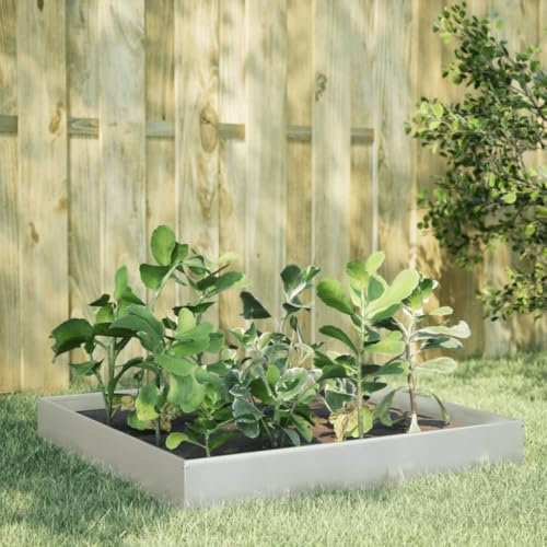 Somanki Hochbeet 100x100x26 cm Edelstahl, Palettenrahmen, Hochteich, Gemüsebeet, Kräuterregal Balkon, Blumenbeet, Kräuterspirale, Tomatenbeet, Pflanzhochbeet - 851021