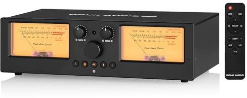 Douk Audio VU3 PRO Dual Analogue VU Meter, 2-Way Amplifier Switch, Speaker Selection, Amp Audio Switcher Box 2-in-2-Out with DB Panel Display