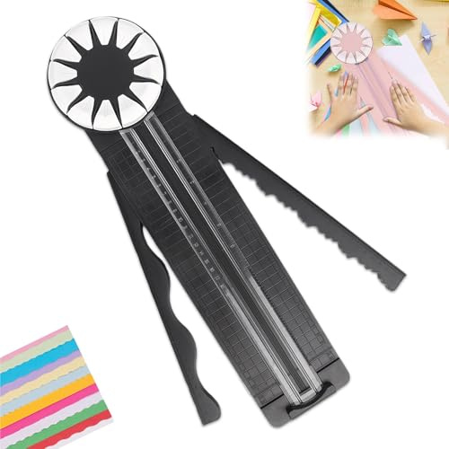 Coupe-papier 12 en 1 multifonction avec mesures, pour scrapbooking, carte photo, emballage cadeau (noir)