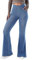 LaiEr Damen V Crossover Hohe Taille Bauchkontrolle Casual Fitness Skinny Yoga Hosen, Faux Denim Print Frauen Bootcut Yoga Hosen, ausgestellte Fitness Hosen mit Seitentaschen(Blau S)