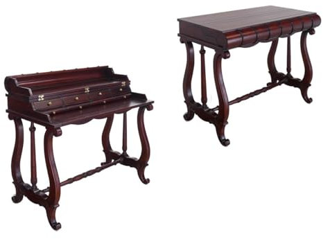 Sekretär Schreibtisch Schreibmöbel Massivholz im dunklen Nussbaum-Farbton B: 110 cm -11519