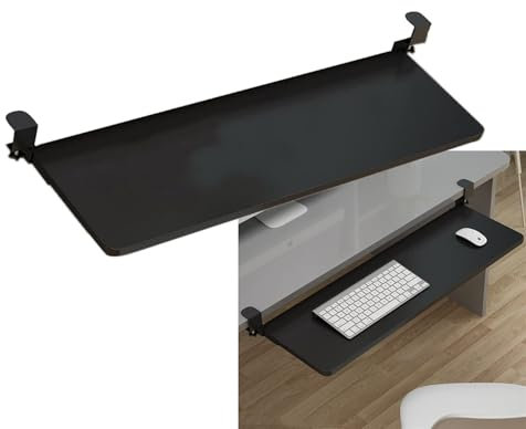 Keyboard Support Bracket for Home Office Computer Desk Ergonomic Under Desk Sliding Keyboard Shelf with Clamp Easy to Install Eye Protection Black (75cm*25cm)
