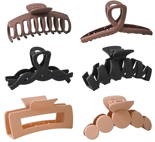 Eternalcart Pack of 6 Large Hair Claw Clips for Women, Hair Clips, Modern Hair Styling Clips, Haarklammern, Haarspangen, Hair Clips for Thick & Thin Hair