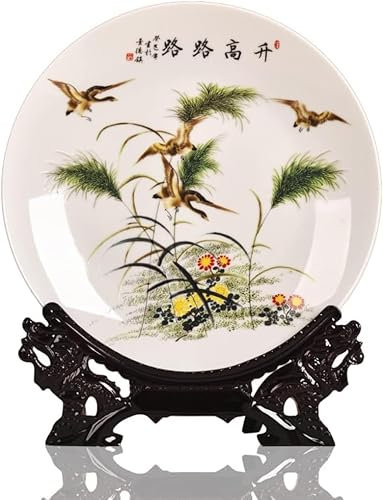 SDGBCXD, 26cm Jingdezhen cerámica GAO Sheng decoración del hogar Adornos artesanales,Plato de Cerámica Decoración