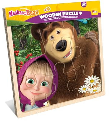 Lisciani - Holzpuzzle MASHA UND MICHKA - Für Kinder ab 1 Jahr - 9 Teile aus Holz - Leicht zusammensetzbares Puzzle - Sehr große Teile - Babyspielzeug Entwickelt Feinmotorik - Ab 12 Monate