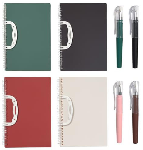 4 Stück Spirale Notizbuch Klein, A6 Mini Notizblock mit Stift, Pocket Notebook Spiralbindung Notebook Kleine 65 Blatt für Reisen,Schule,Arbeit