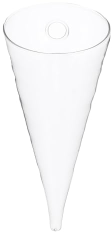 JUMPLAWN Circular Cone Transparent Glass Wall Hanging Vase for Indoor Flower and Plant Decor Handmade Clear Design for Bedroom Room Office