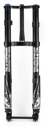JNTFNE Downhill Air E-Bike Suspension Fork 26 In Double Shoulder Inverted Thru-Axle 15x150mm Fat Bike Forks 1-1/2 Tapered Disc Brake Travel Rebound Adjustment