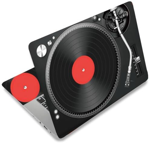 SUPERDANT Record Laptop Skin Vintage Black Decals PVC Computer Stickers | Music Theme Laptop Sticker Dustproof Waterproof Art Decal Protector 12 13 13.3 14 15 15.4 15.6 Notebook Art Decal