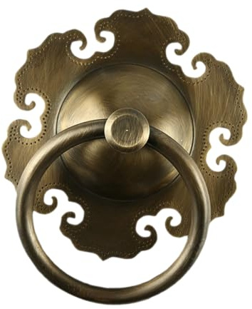 MUCKLILY Vintage Messing Türklopfer Retro Chinesischer Türgriff Türklopfer Türbeschlag für Holztüren Villa und Sicherheitstüren Klassische Haustür Deko Ringgriff