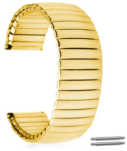 Heartkent 18mm Elastisches Uhrenarmband,Edelstahl Expansion Uhrenarmbänder, Unisex (Gold-18mm)