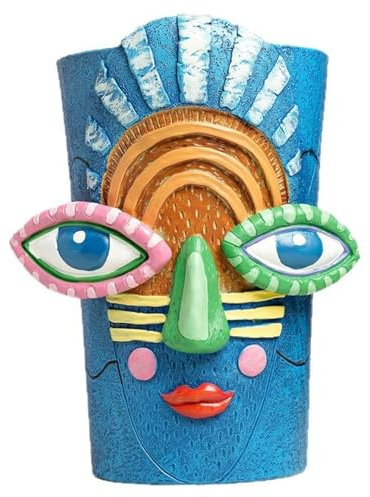 Macetas únicas, macetero facial de 8 pulgadas, macetero con cabeza de resina artística única, decoración abstracta y caprichosa del hogar para flores de interior y exterior, maceta para la cabeza