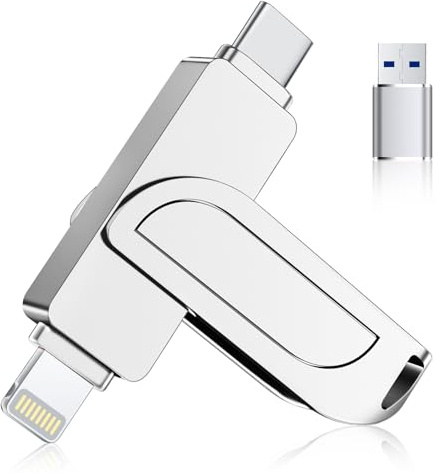 [Ohne App] USB Stick 512GB für iPhone, MFi USB C Stick,Lightning,USB-A | 3-in-1 Speicherstick für iPhone,iPad,Android OTG Handy,Mac,PC,USB 3.0 Flash Drive Externer Speicher für Fotos,Videos,Dateien