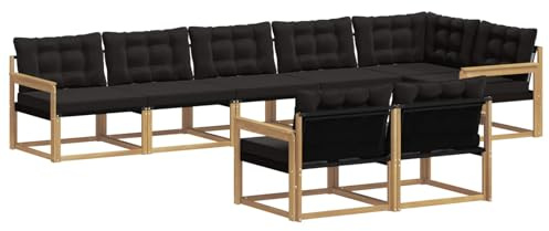 vidaXL Outdoor-Sofagarnitur mit Kissen 8 pcs Weiß und Schwarz, Gartenmöbel, modernes Outdoor-Sofa, Robustes Eckset für Terrasse, Lounge und Komfort