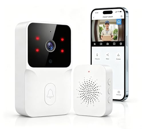 Wireless Video Doorbell 1080P HD,Smart WiFi Doorbell Camera with Night Vision, 2 Way Audio, Motion Detection, Real-Time Alert, Rechargeable Battery, Weatherproof, Easy to Install for Home Security