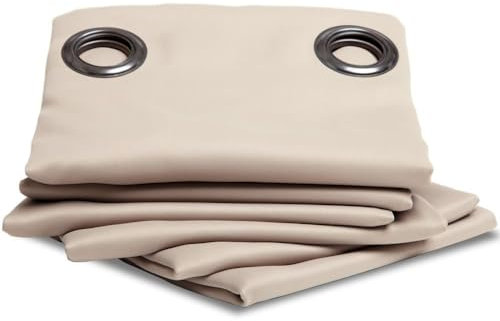 Moondream 2-in-1 Thermo-Vorhang Winter & Sommer, Isolierung gegen Kälte/Hitze & Verdunkelung, Patentierte Technologie, Oeko-Tex, Beige - Eierschalenfarben, 145 x 350 (BxH) cm, Ösen (1 Vorhangschal)