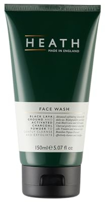Heath Face Wash for Men - Advanced Exfoliating Cleanser for Daily Use - Black Lava and Activated Charcoal - With Vitamin C and Brazilian Papaya Extract - Made in England - 150 ml