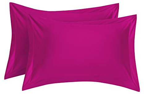 sourcingmap Pillow Shams Oxford Pillow Cases Egyptian Cotton 300 Thread Count Solid/Plain Pattern Set of 2 Rose Color Queen(50cmx75cm)