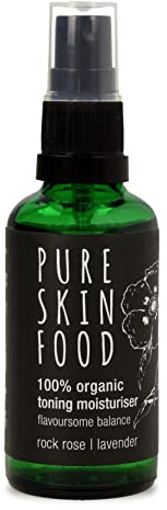 Bio Toning Moisturiser Rock Rose von PURE SKIN FOOD | spendet Feuchtigkeit | wirkt klärend & adstringierend | 100% bio-zertifizierte Inhaltsstoffe & vegan | 50 ml
