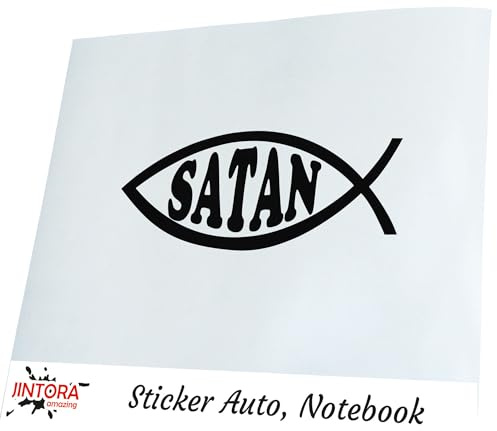 JINTORA - Autoaufkleber Tuning - Auto Aufkleber - Satan Fisch - 210x78 mm - Auto Sticker Bus Fenster Heckscheibe Camper wetterfest Outdoor Sticker Auto Deko LKW Tuning Selbstklebend - schwarz