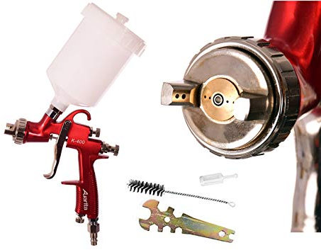 Auarita Tecnología LVMP Pistola K-400 Boquilla 1,3mm Durable 600 ml Capacidad para Pintar Madera Barnices Acrílicos E Incolores Base Agua