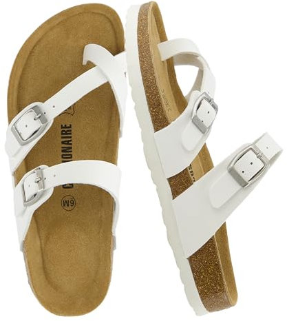 CUSHIONAIRE Sandale Luna Cork avec Semelle intérieure + Confort pour Femme, Blanc, 39 EU