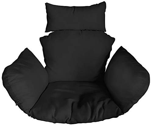 Ferocity Hängesessel Kissen, Polster, Auflage für Polyrattan/Rattan Hängeschaukel, Hängekorb, Schaukel Korb, Rückenkissen in der Farbe Schwarz [114]