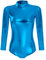 FYMNSI Damen Glänzende Ballettanzug Ballettbody Sport Tanz Body Gymnastikanzug Trikot Langarm Bodysuit Metallic Wetlook Einteiler Turnanzug Leotards Overall Lack Leder Oberteile Top Kostüm Blau L