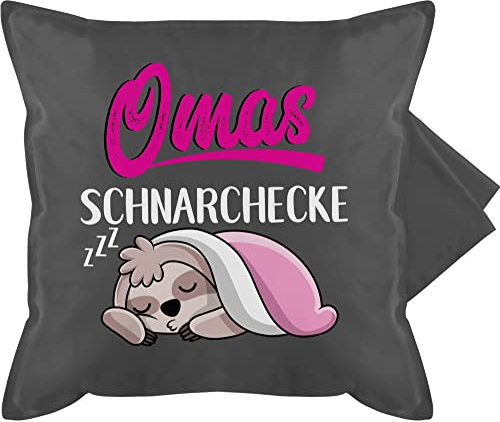 Kissenbezug - Oma Großmutter - Omas Schnarchecke mit Faultier - weiß - 50 x 50 cm - Grau - geschenke für grosseltern oma-geschenke omi schnarch baumwollkissen schnarchkissen geschenk grandma