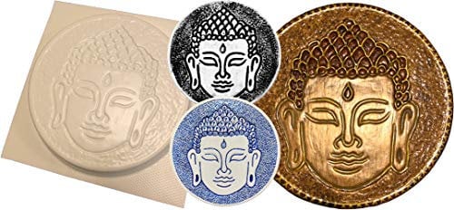 dennycraftmoulds Buddha Head Face Garden Concrete or Plaster Plaque Mould Stepping Stone Mold