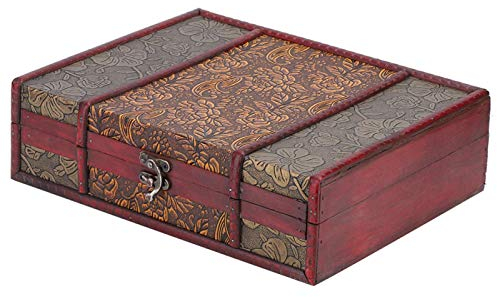 Retro Holzbox Schmuckschatulle, große Organizer Box für Bücher, Schmuckkästchen aus Holz, Aufbewahrungsbox für Accessoires und Juwelen, Vintage Design