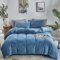 CLOTHKNOW Blaue flauschige Bettbezug-Sets Queen-Samt Flanell Bettwäsche-Sets voll weich blau Tröster Bettbezug Set Jungen Mädchen Bettwäsche Set Micromink Sherpa Fuzzy Quiltbezüge