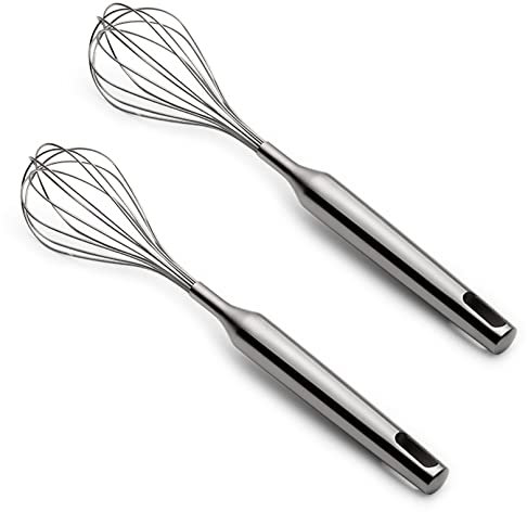 UPTALY 2 fruste da cucina in acciaio inox (31 cm x 6 cm), frusta per uova con manico, frusta a forma di palloncino, miscelatore manuale per burro, frusta a bobina per miscelazione/mescolare