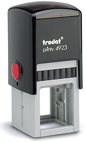 Trodat Printy 4923 - Gehäusefarbe Schwarz - quadratischer Firmen- oder Adresstempel - mit Wunschtext personalisierbar - 30x30 mm - 8 Zeilen