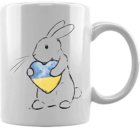GUNMANT Lapin Aime Ukraine Tasse en Céramique Blanche De Bureau Tasse Thé Café à La Maison Ceramic White Mug