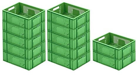 PROREGAL CHEFGASTRO SuperSparSet 12x Eurobehälter Obst- und Gemüsekasten | HxBxT 14,2x30x40cm | 13 Liter | Grün | Obst-Gemüsekiste, Obstkorb, Transportbox