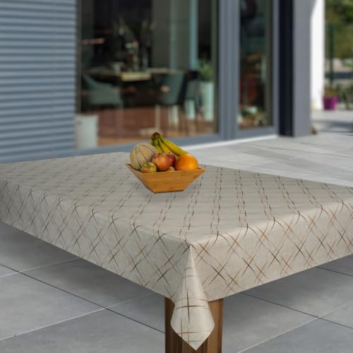 laro Wachstuch-Tischdecke Abwaschbar Garten-Tischdecke Wachstischdecke PVC Plastik-Tischdecken Eckig Meterware Wasserabweisend Abwischbar G03, Muster:Kreuze Braun Grau, Größe:118x160