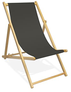 MultiBrands Liegestuhl, Holz, ohne Armlehne, klappbar (Anthrazit)